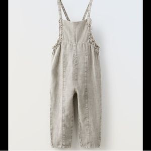 NWT Zara Frayed Ramie Linen Overalls 13-14 Years